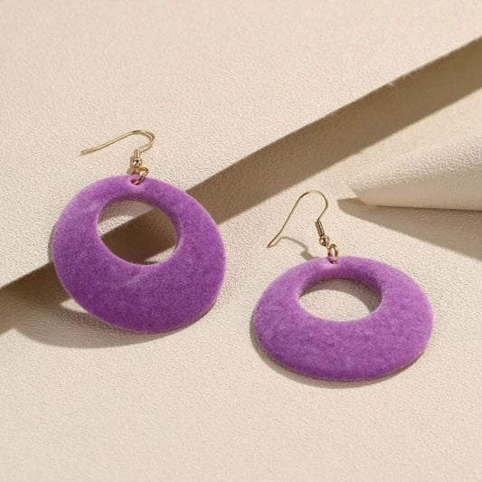 Purple Round Drop Earrings