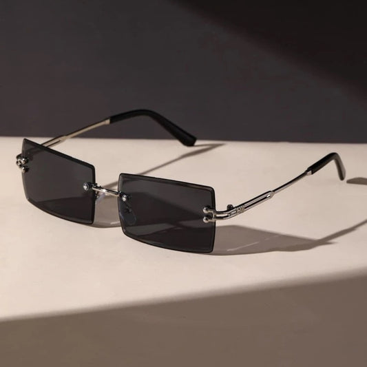 Square Frame Rimless Fashion Glasses Tinted