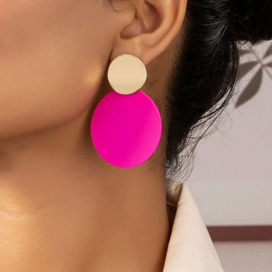 Pink Round Drop Earrings - JTDesign.co-LLC