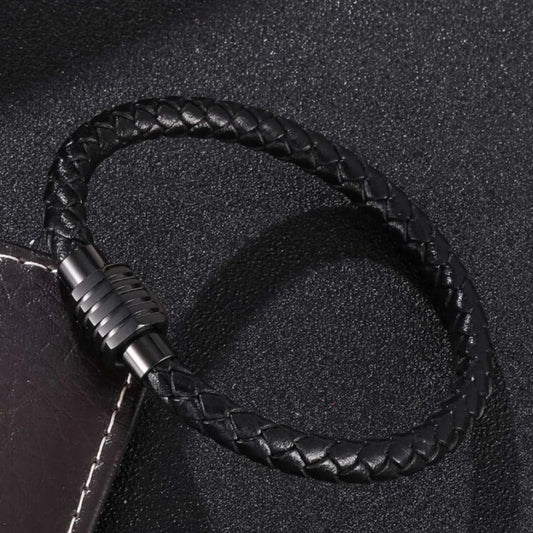 101100 Men PU Braided Bracelet Magnetic Clasp - JTDesign.co-LLC
